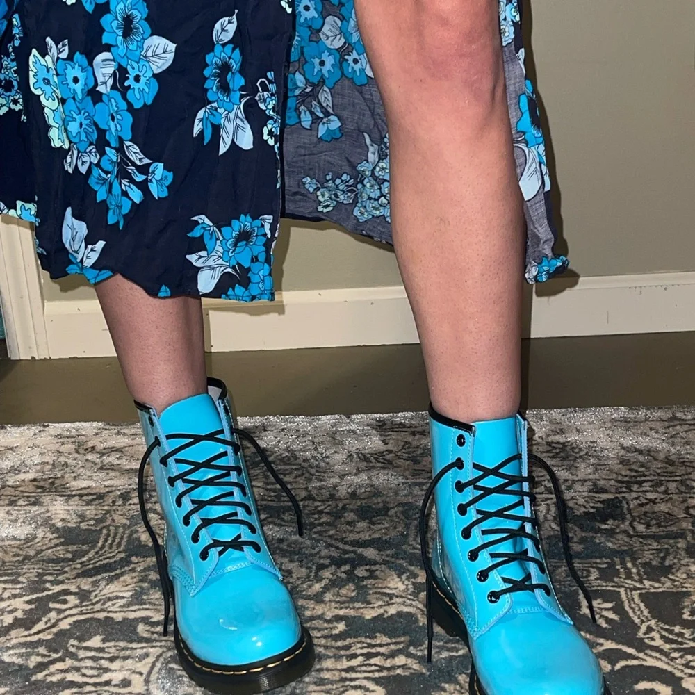 Dr. Martens Shiny Blue Boots - Picture 6 of 6